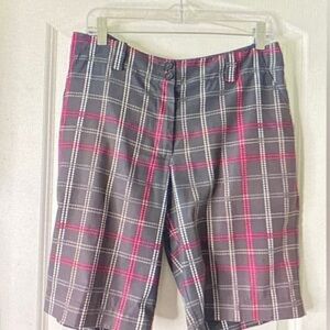 Nike Gray and Pink Plaid Women's Athletic Shorts